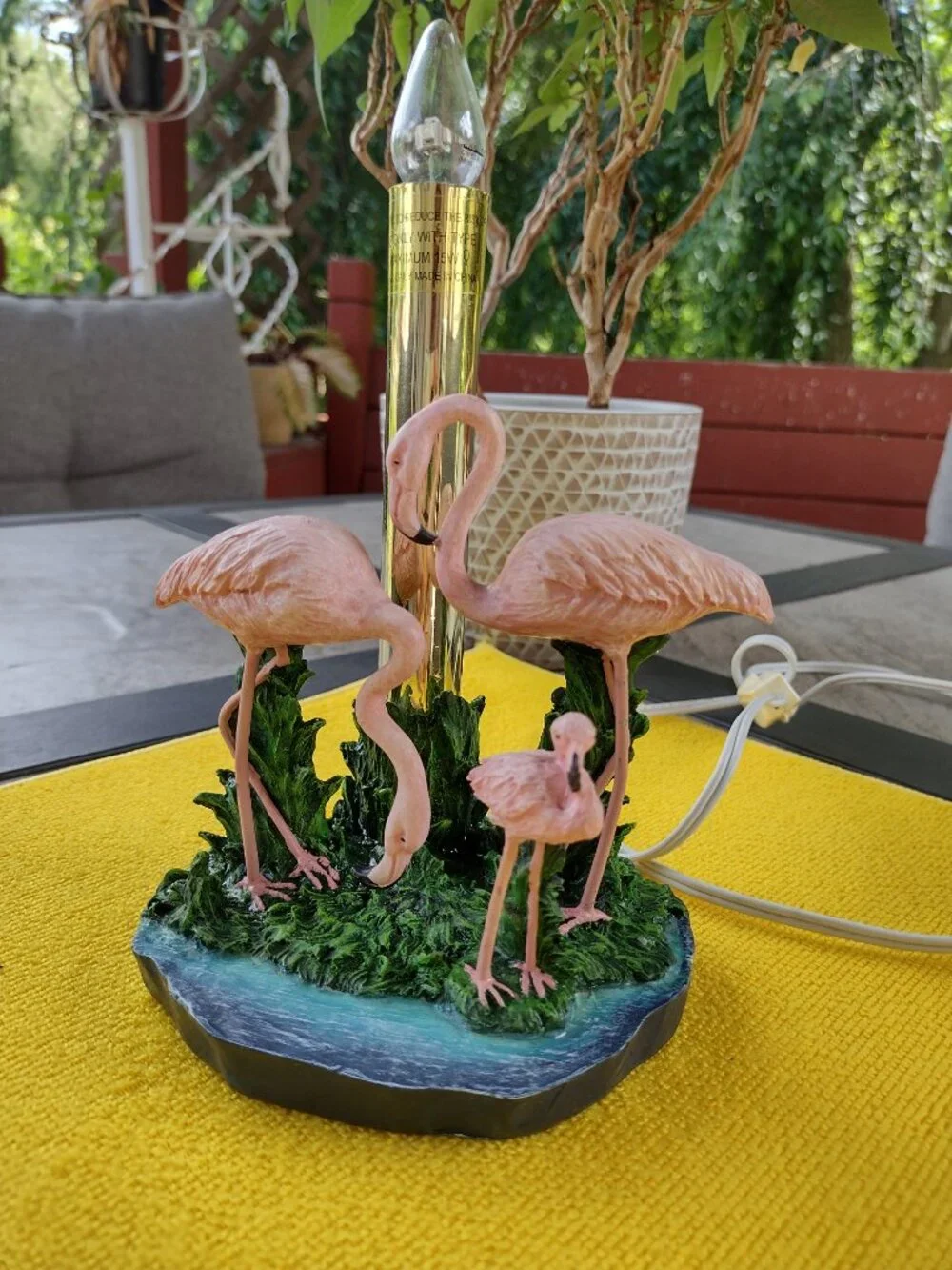 Vintage JSNY Flamingo Lamp with Flamingo Silhouette Shade